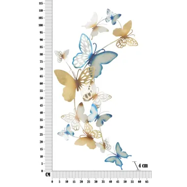 PANEL ŚCIENNY BUTTERFLIES ZŁOTO/NIEBIESKI 59,5X4X111,5 cm
